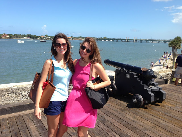 Blogger Stephanie Ziajka of Diary of a Debutante by the San Pedro Bastion in the Castillo de San Marcos in St Augustine, FL