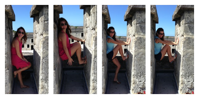 Blogger Stephanie Ziajka of Diary of a Debutante by the San Pedro Bastion in the Castillo de San Marcos in St Augustine, FL