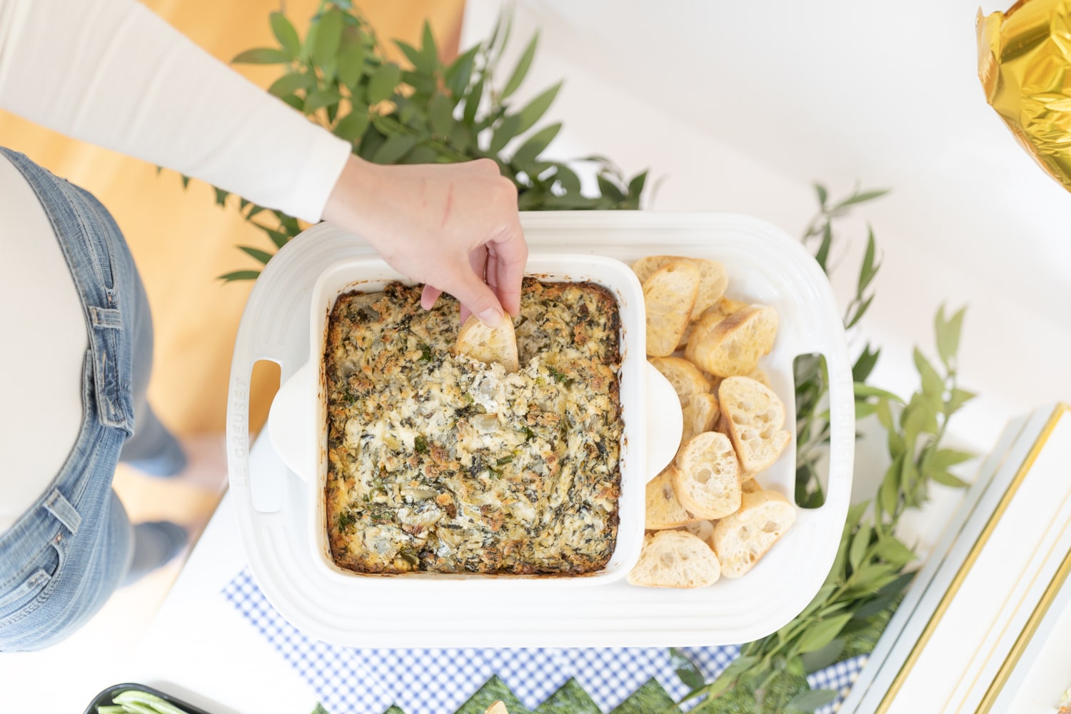 Spinach and cream cheese dip made by blogger Stephanie Ziajka on Diary of a Debutante