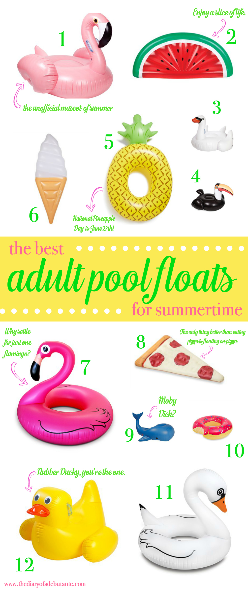 Adult Pool Floats, Summer Pool Floats, Pool Floats, Summer Accessories, Stephanie Ziajka, Diary of a Debutante