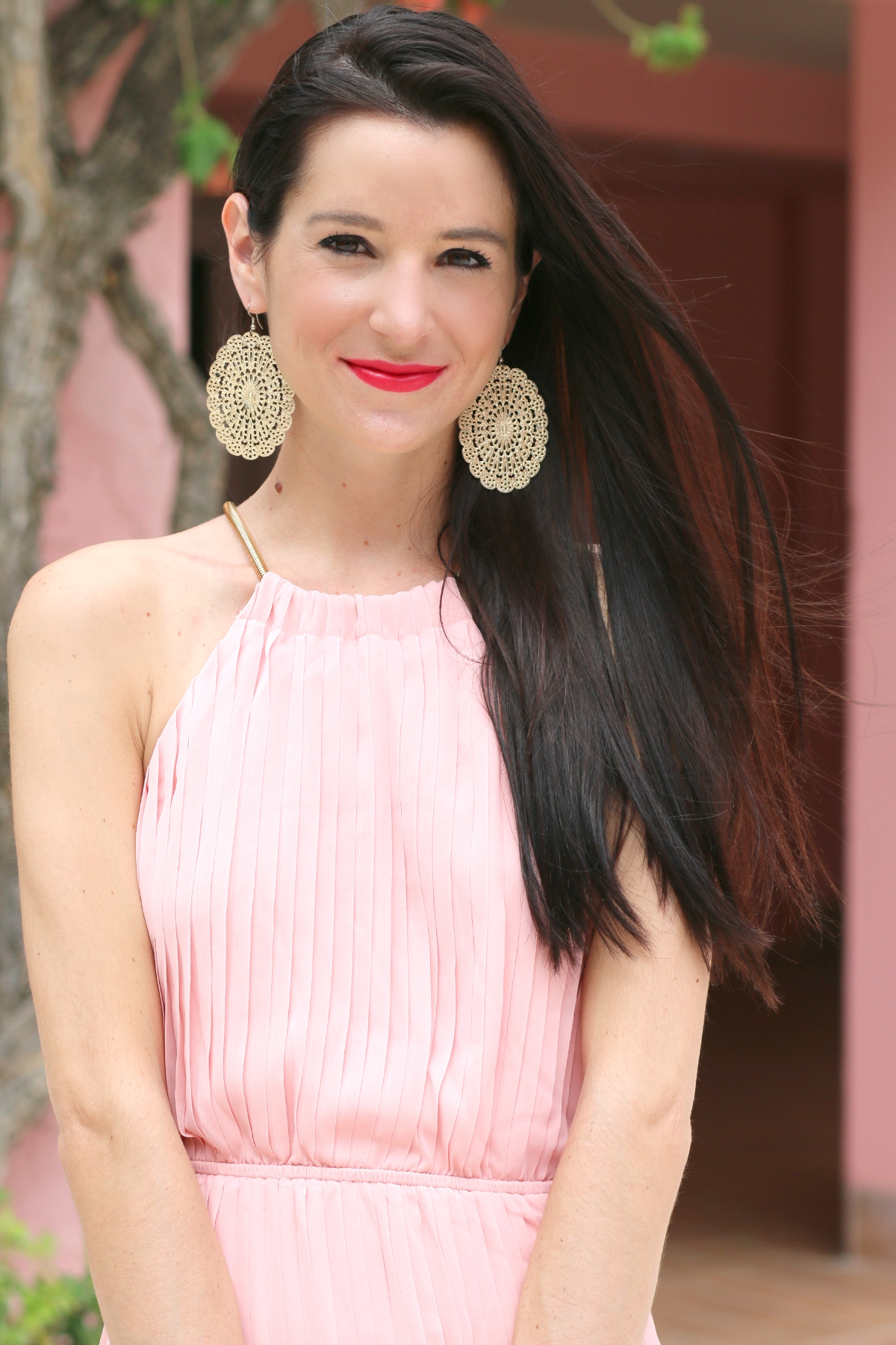 SheInside Pink Pleated Maxi Dress at the Boca Raton Resort in Boca Raton, Florida