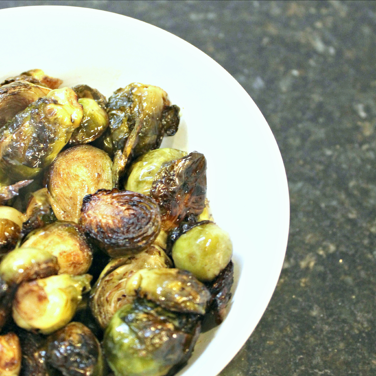 Delicious roasted brussels sprouts with balsamic vinegar and olive oil