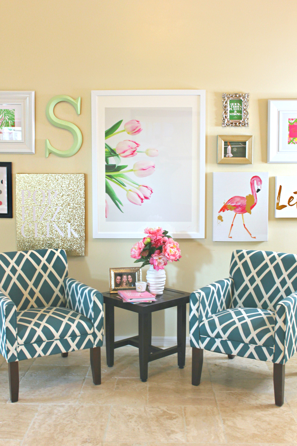Lilly Pulitzer-Inspired Living Room Wall Art Collage