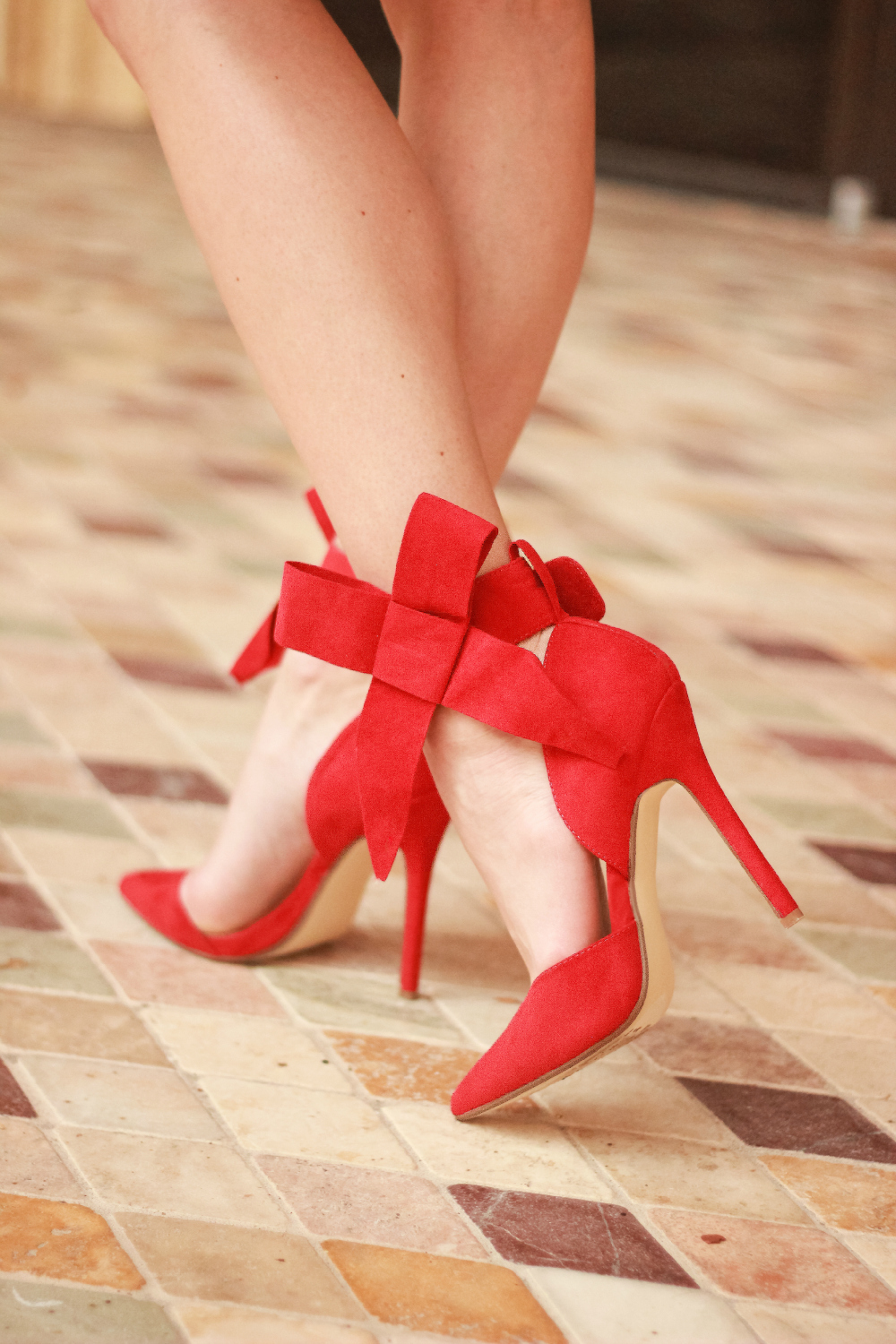 Red Bow Heels, Red Suede Bow Heels, Bow Heels, Winter Fashion, Christmas Fashion, Stephanie Ziajka, Diary of a Debutante