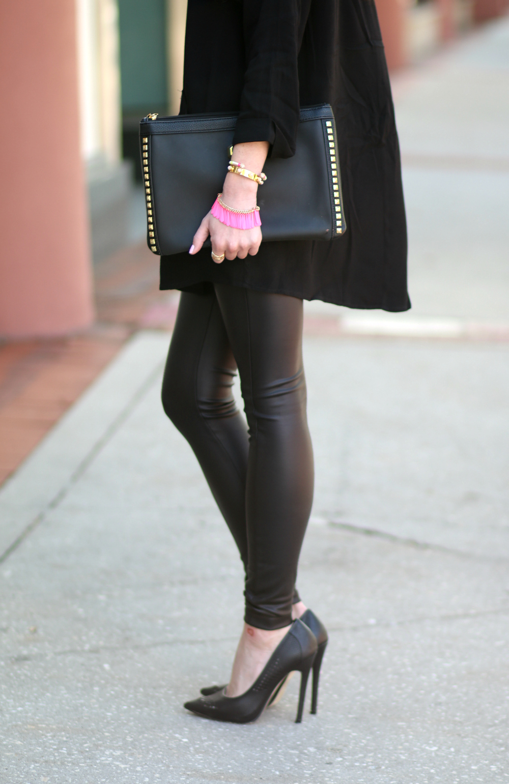 How to wear leather leggings casually by southern fashion blogger Stephanie Ziajka from Diary of a Debutante
