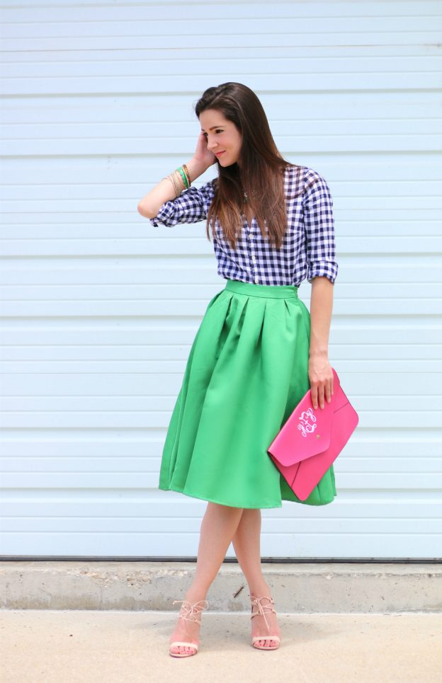 Kelly Green Midi Skirt + Emerald Jewels - Diary of a Debutante