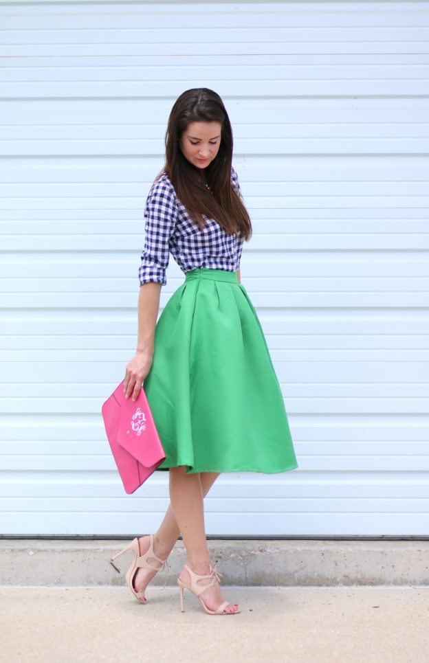 Kelly Green Midi Skirt + Emerald Jewels - Diary of a Debutante