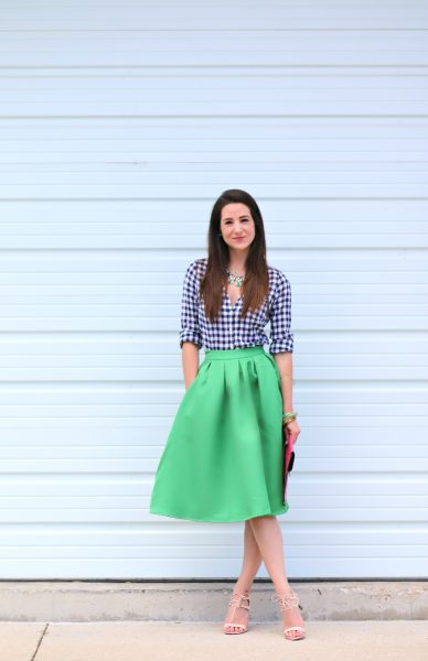 Kelly Green Midi Skirt + Emerald Jewels - Diary of a Debutante