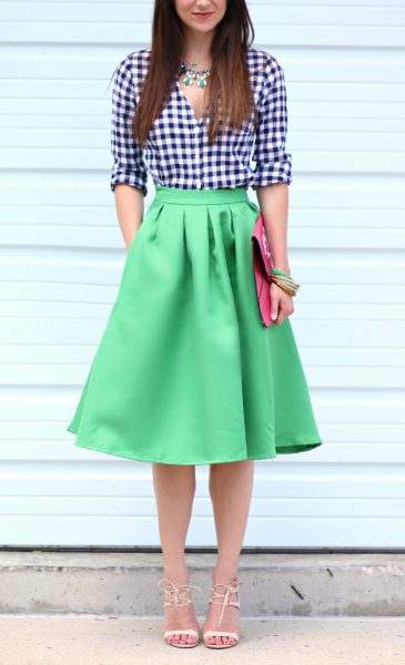 Kelly Green Midi Skirt + Emerald Jewels - Diary of a Debutante