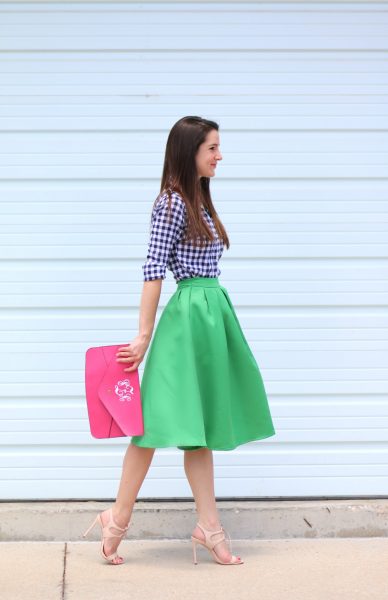 Kelly Green Midi Skirt + Emerald Jewels - Diary of a Debutante