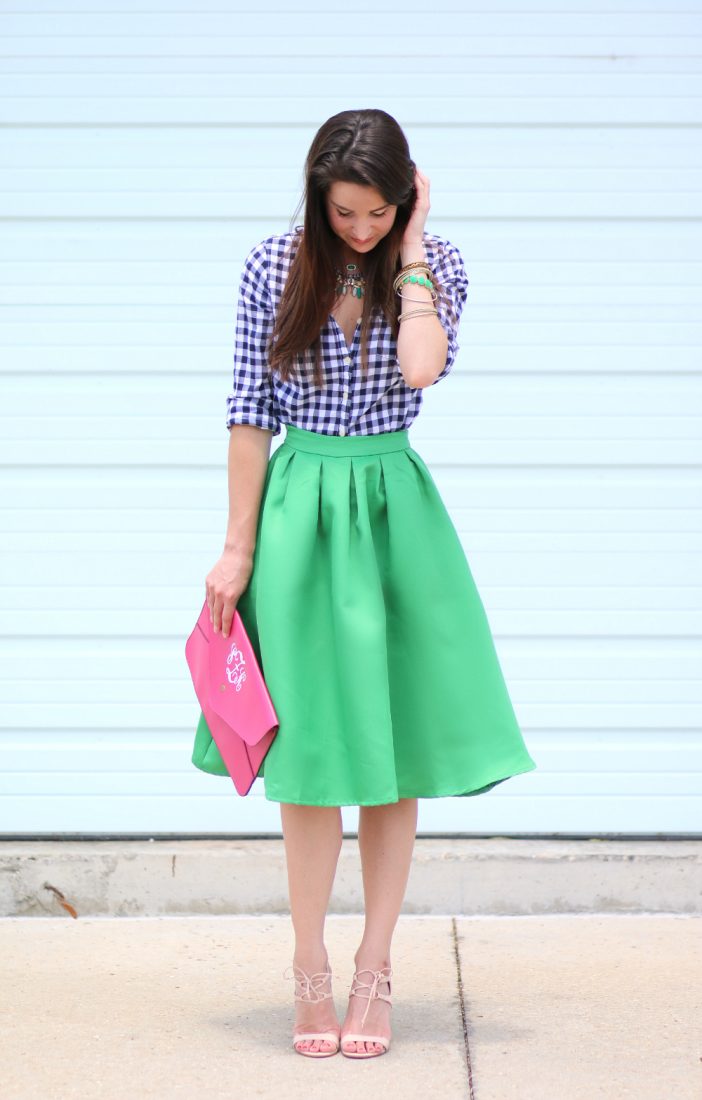 Kelly Green Midi Skirt + Emerald Jewels - Diary of a Debutante