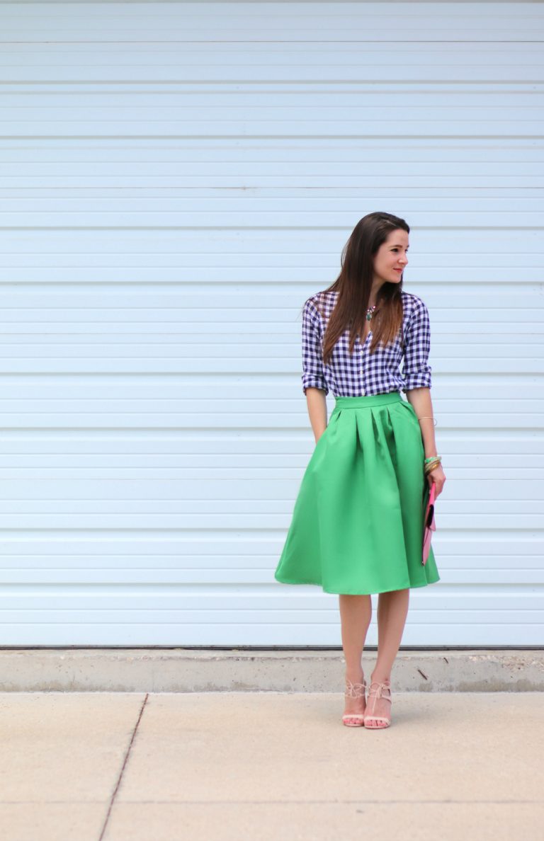 Kelly Green Midi Skirt + Emerald Jewels - Diary of a Debutante