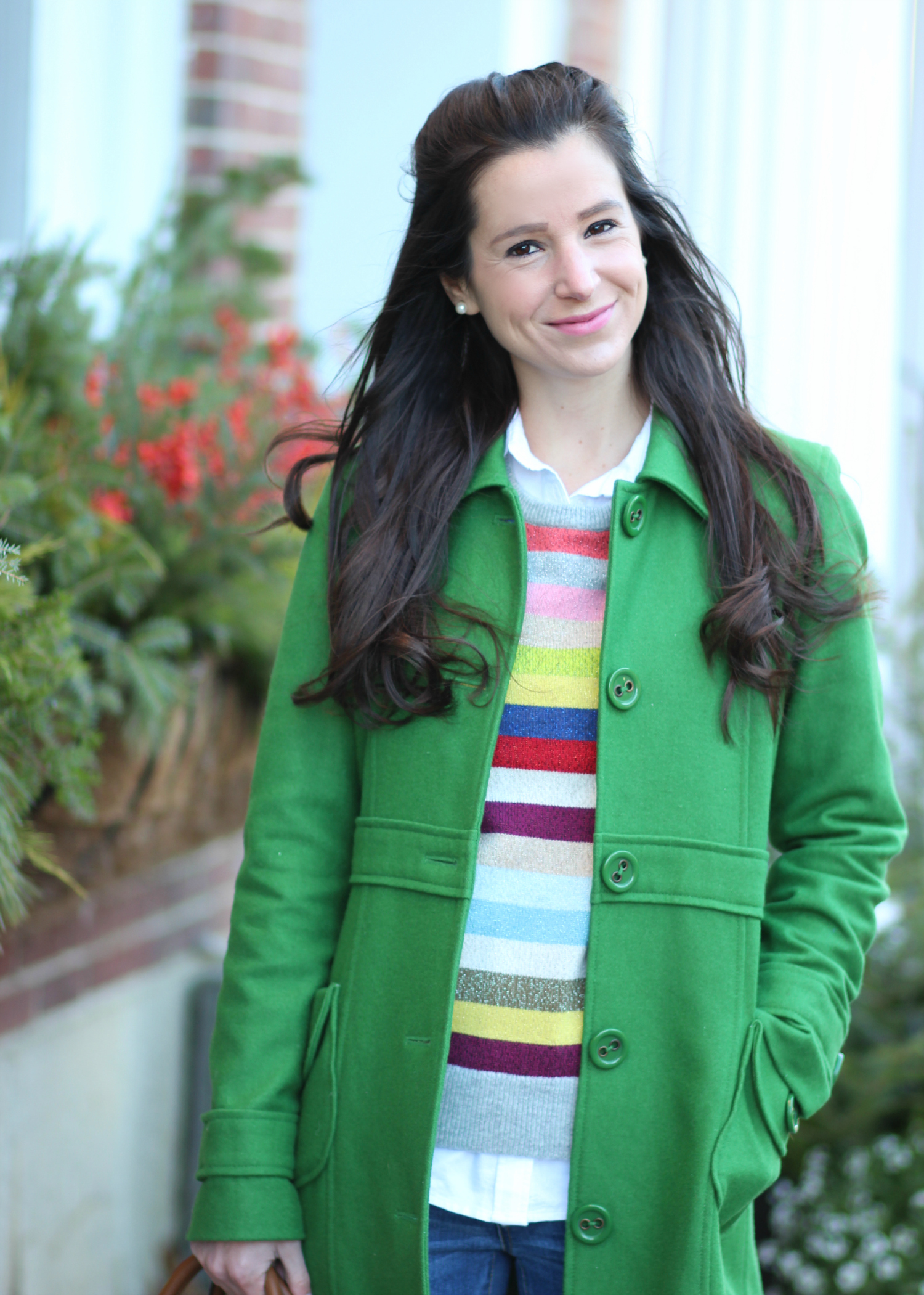 Crazy stripe GAP sweater plus 5 winter hair hacks every girl should know