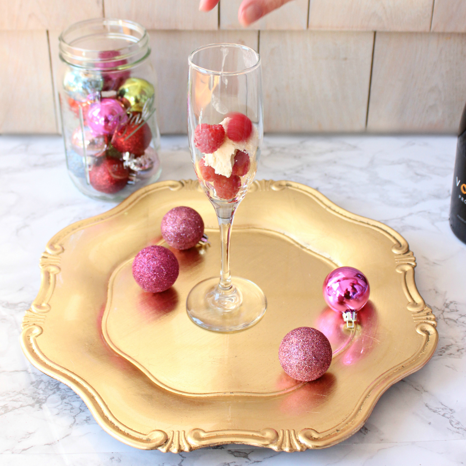 This delicious Raspberry Champagne Float cocktail is perfect for the holidays!
