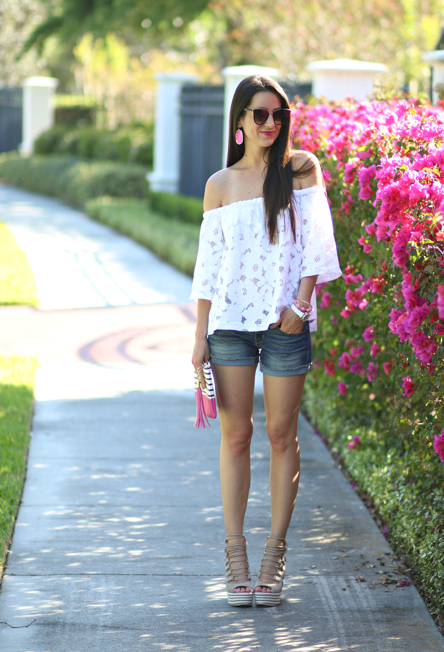 White lace off the shoulder top by BB Dakota