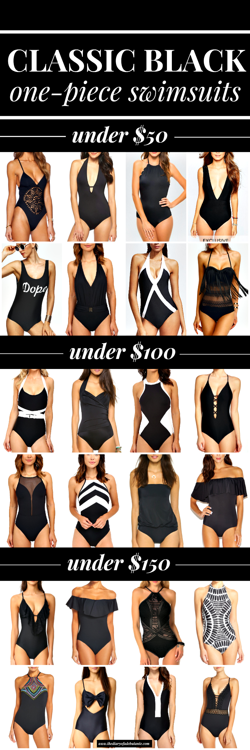 Black one piece swimsuits and monokinis for every budget