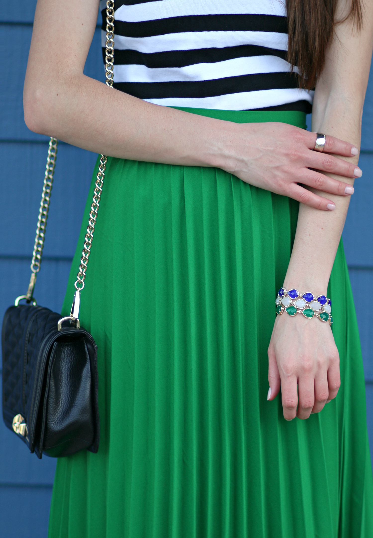 Pleated green maxi skirt from SheIn