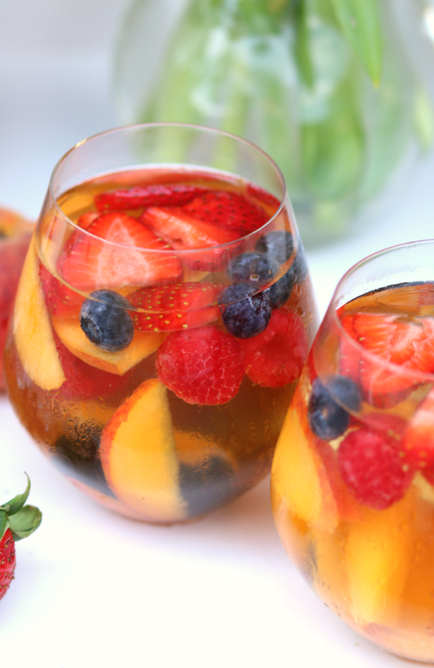 Delicious spring sangria recipe with St. Germaine and Wente Chardonnay