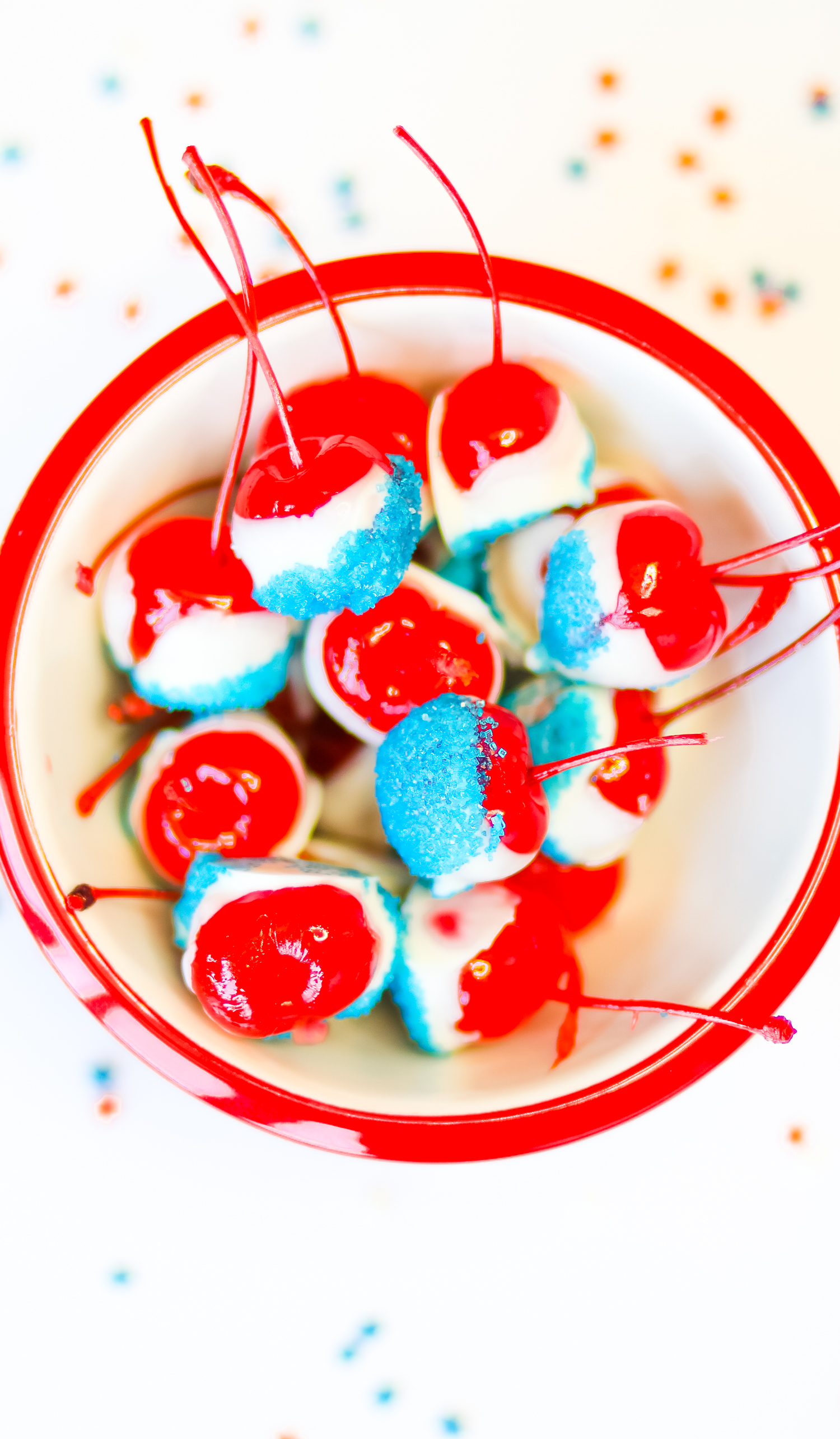 Delicious 4th of July-inspired vodka infused cherries (aka Cherry Bombs)