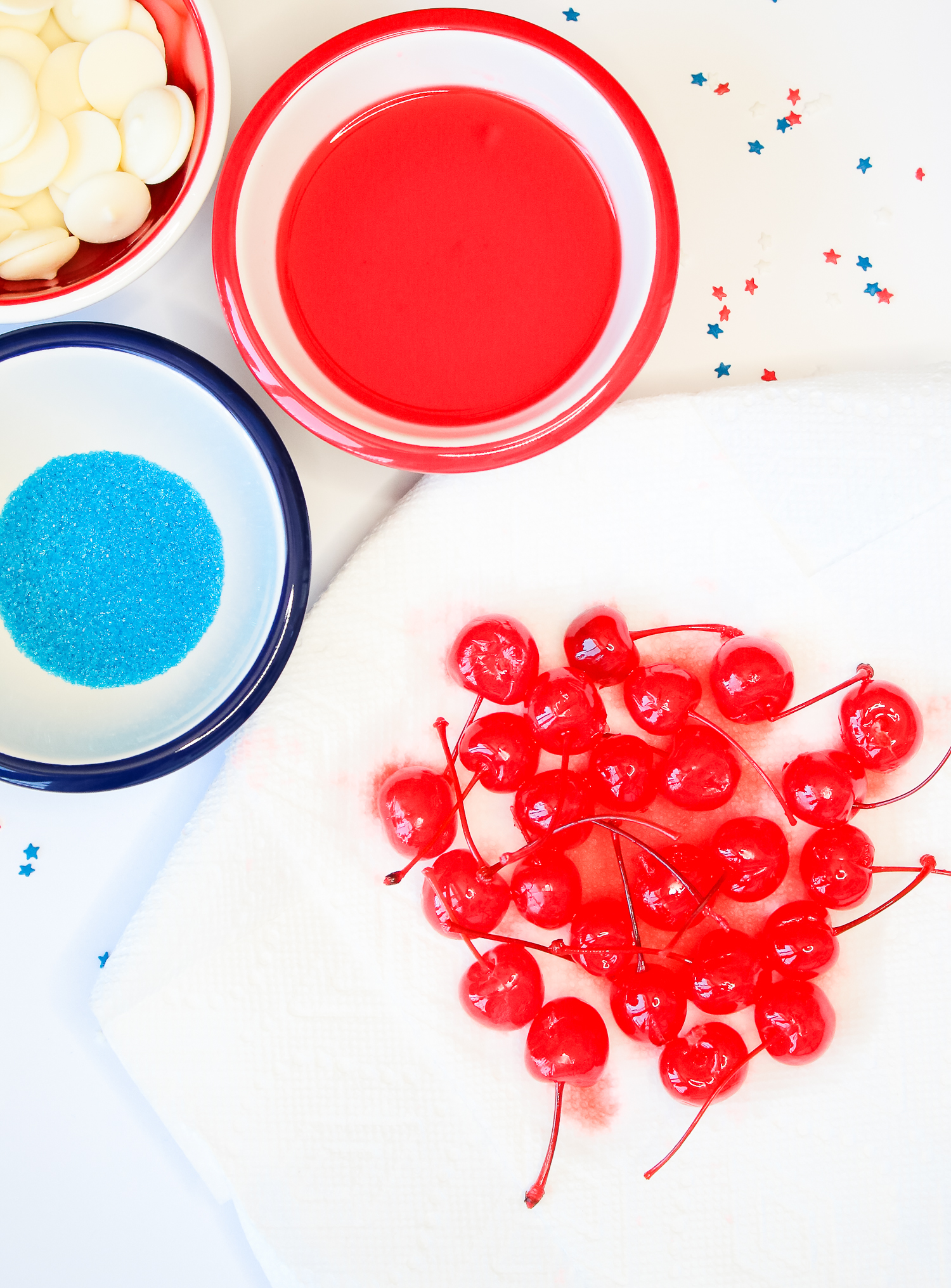 Delicious 4th of July-inspired vodka infused cherries (aka Cherry Bombs)