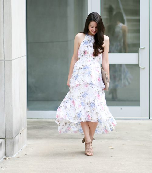 Wearing White to a Wedding: After Market Floral Chiffon Maxi Dress