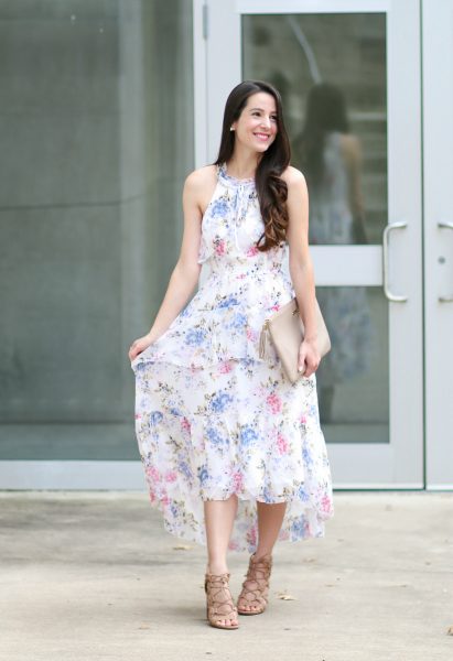 Wearing White to a Wedding: After Market Floral Chiffon Maxi Dress