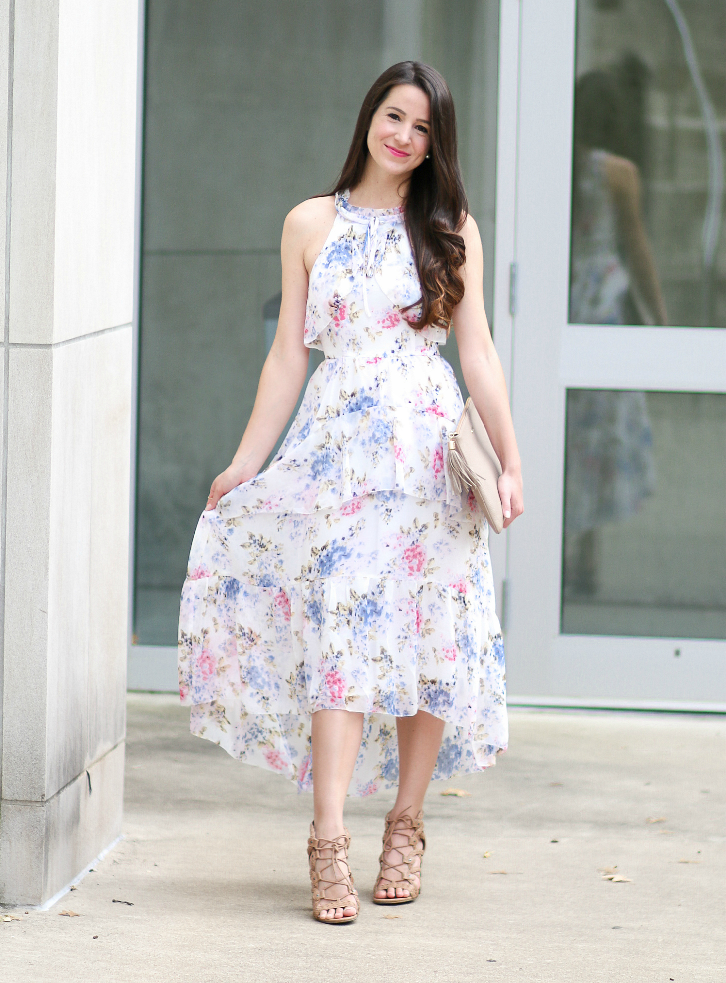 Wearing White to a Wedding: After Market Floral Chiffon Maxi Dress