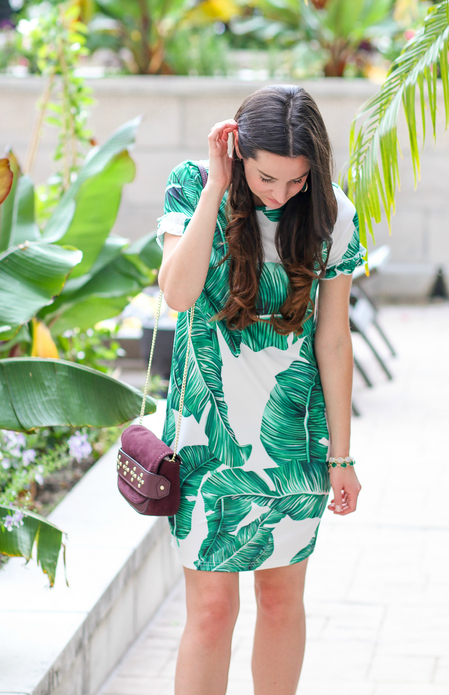 How to Add Volume to Second Day Hair + SheIn Palm Print Shift Dress