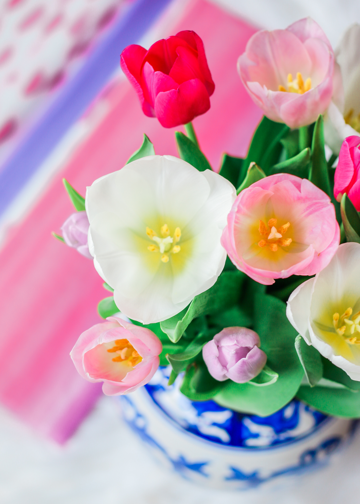 Country Spring Decor: DIY Mini Spring Tulip Bouquets by southern lifestyle blogger Stephanie Ziajka from Diary of a Debutante, spring tulip bouquet, easter tulip bouquet, pretty watercolor tissue paper
