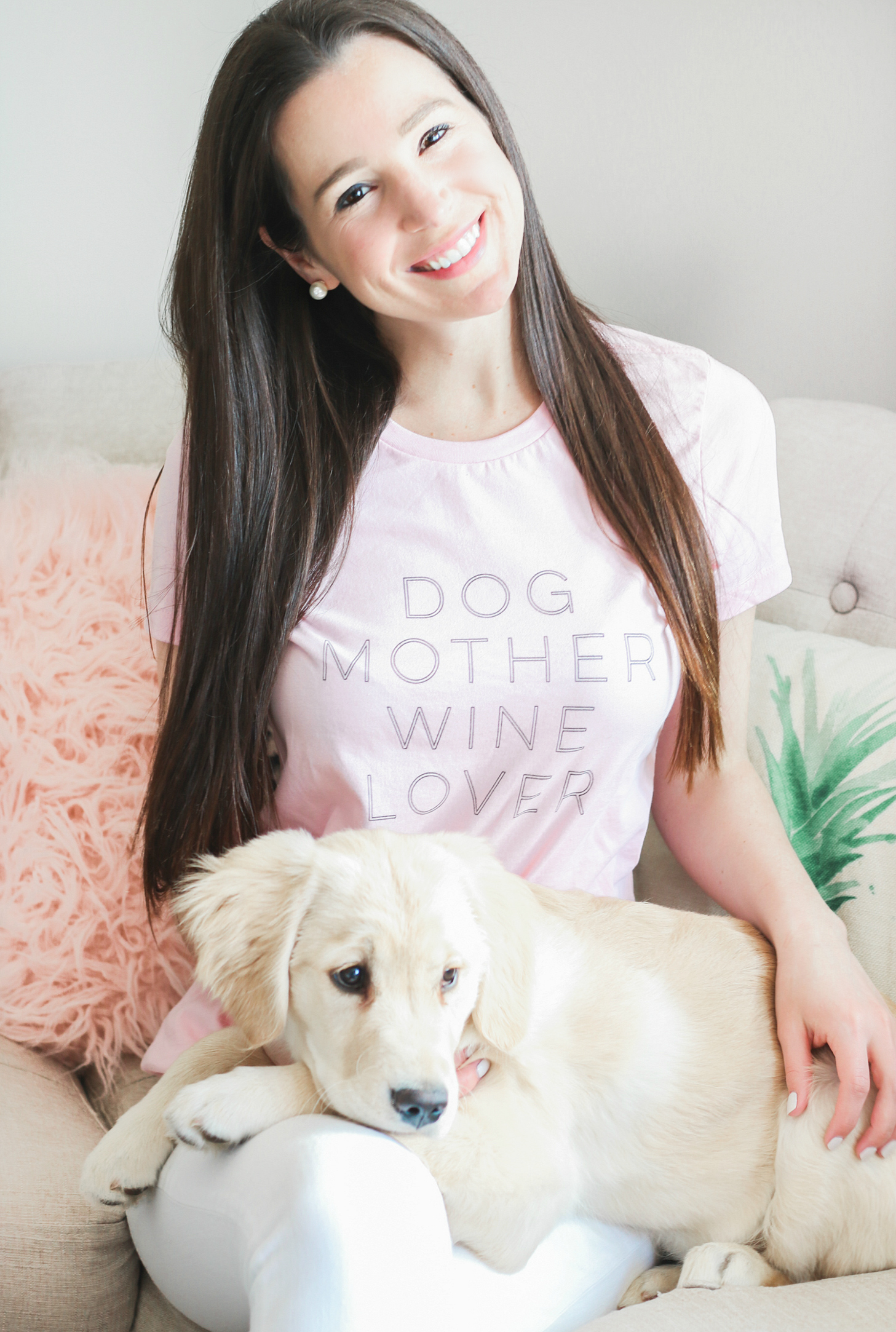 Pink Dog Mother Wine Lover shirt, Woman's Best Friend: 8 Reasons to Get a Puppy by southern lifestyle blogger Stephanie Ziajka from Diary of a Debutante, how a new golden retriever puppy can help if you're depressed in a new city, 8 reasons to get a puppy, 8 reasons why you should get a dog, 4 month old golden retriever puppy pictures
