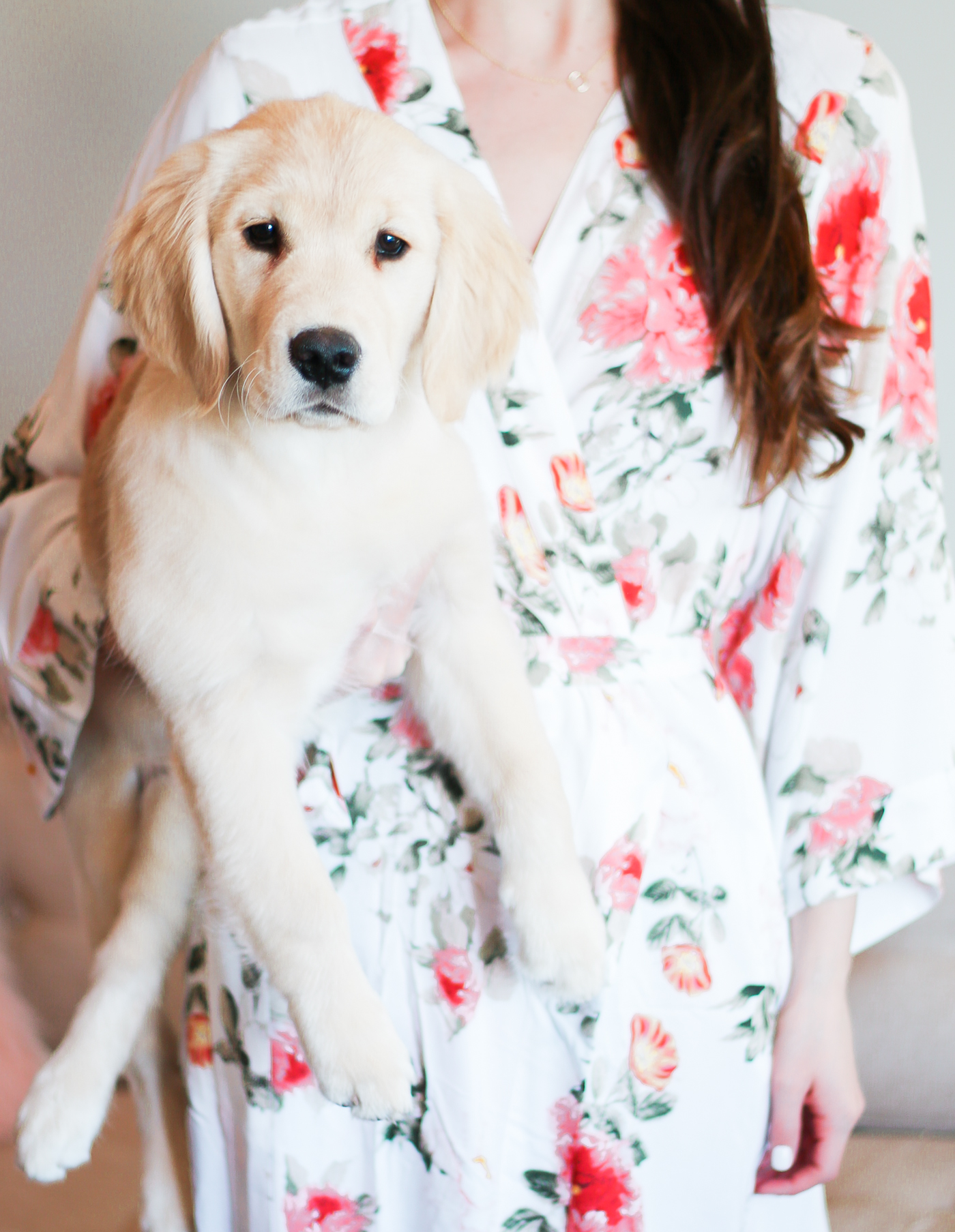 Cute golden retriever puppy, Yumi Kim floral robe, Truffoire skin care review, black truffle skincare, truffle skincare, Truffoire Review: The Benefits of Black Truffle Skincare by beauty blogger Stephanie Ziajka from Diary of a Debutante, Truffoire Black Collection review, Truffoire review