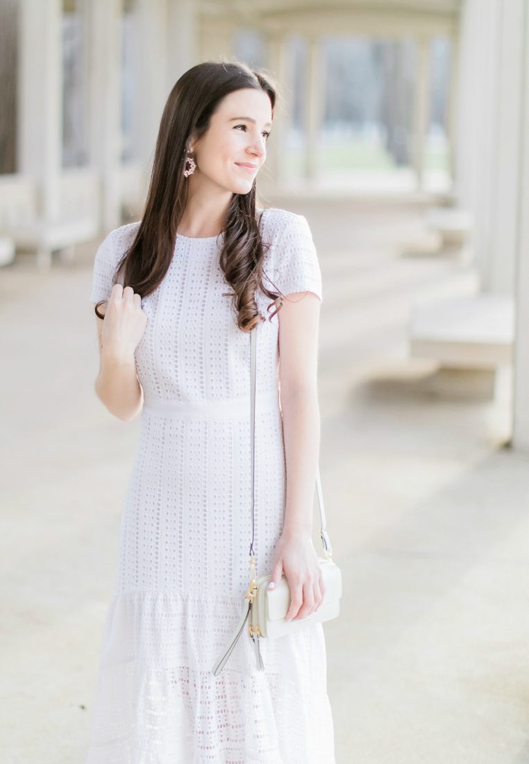 Easter Brunch Outfit Idea: Banana Republic White Eyelet Midi Dress