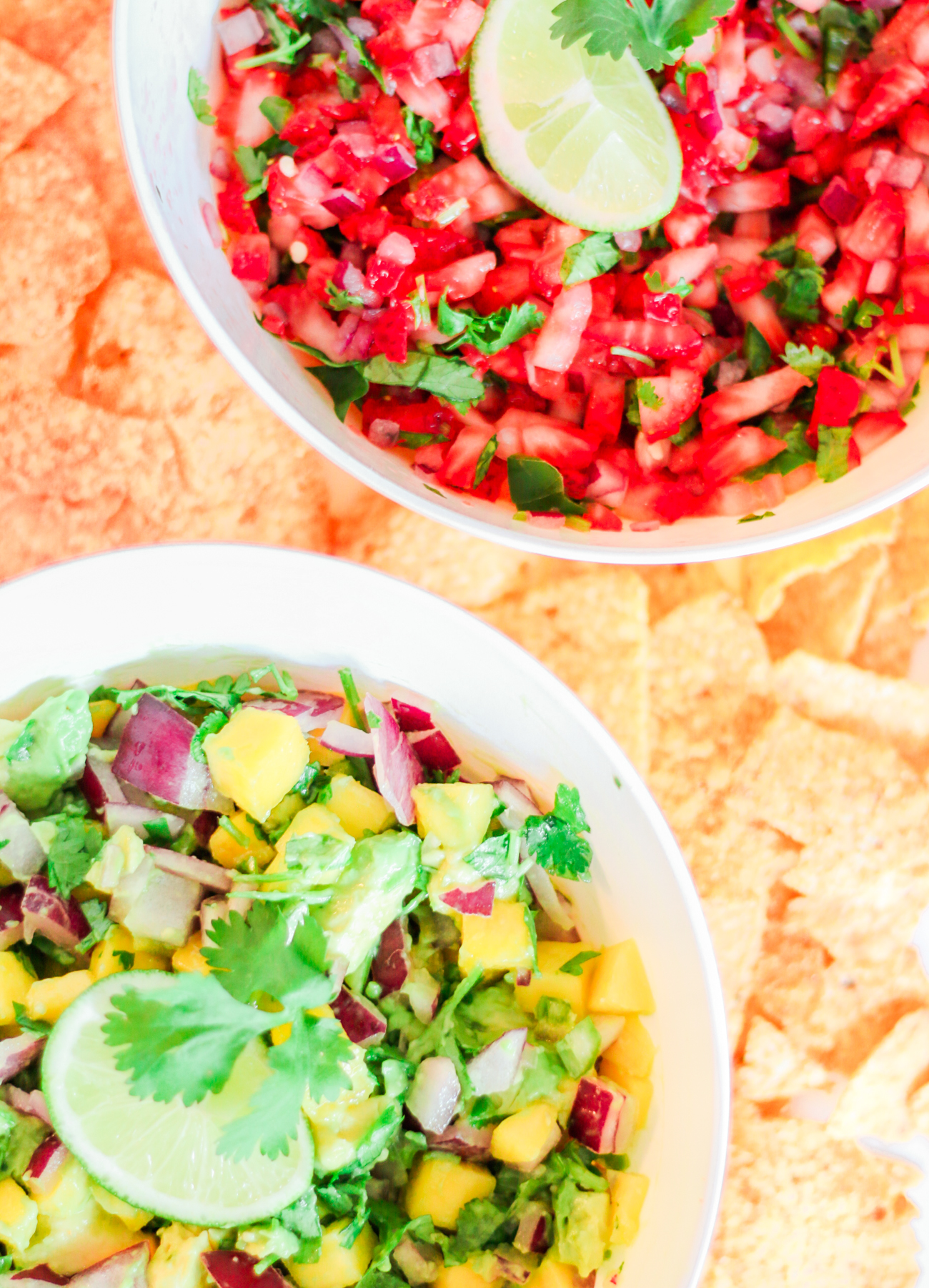 Two Quick Fresh Salsa Recipes for Your Cinco de Mayo Fiesta by southern lifestyle blogger Stephanie Ziajka from Diary of a Debutante, strawberry jalapeno salsa recipe, strawberry and jalapeno salsa recipe, homemade salsa recipe, easy Cinco de Mayo salsa recipe, fresh mango habanero salsa recipe, quick mango and avocado salsa