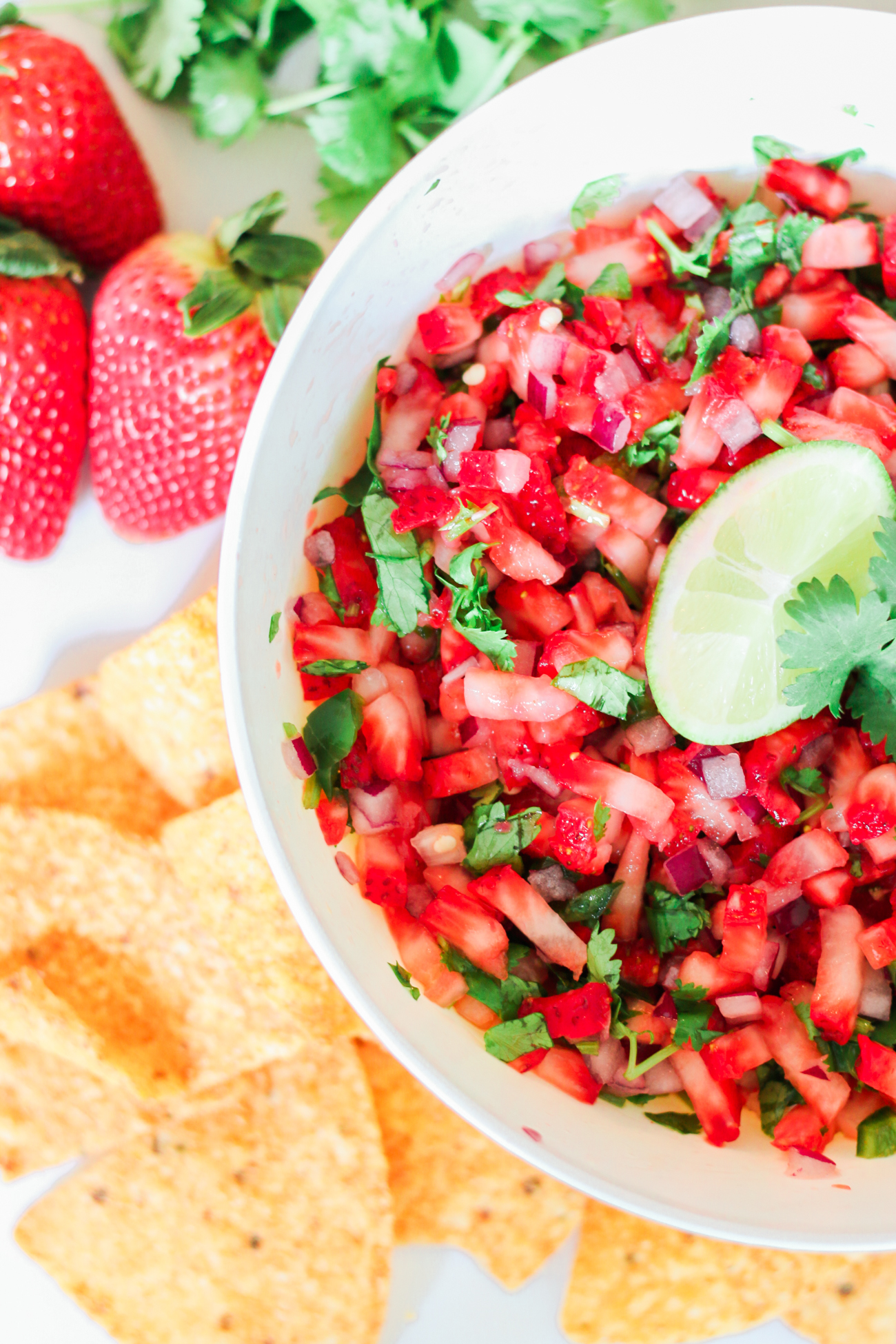 Two Quick Fresh Salsa Recipes for Your Cinco de Mayo Fiesta by southern lifestyle blogger Stephanie Ziajka from Diary of a Debutante, strawberry jalapeno salsa recipe, strawberry and jalapeno salsa recipe, homemade salsa recipe, easy Cinco de Mayo salsa recipe