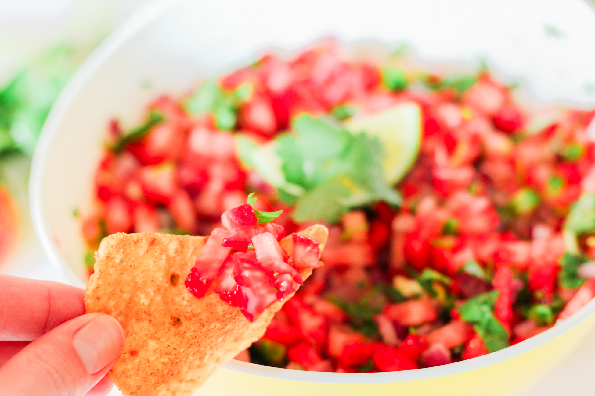 Two Quick Fresh Salsa Recipes for Your Cinco de Mayo Fiesta by southern lifestyle blogger Stephanie Ziajka from Diary of a Debutante, strawberry jalapeno salsa recipe, strawberry and jalapeno salsa recipe, homemade salsa recipe, easy Cinco de Mayo salsa recipe