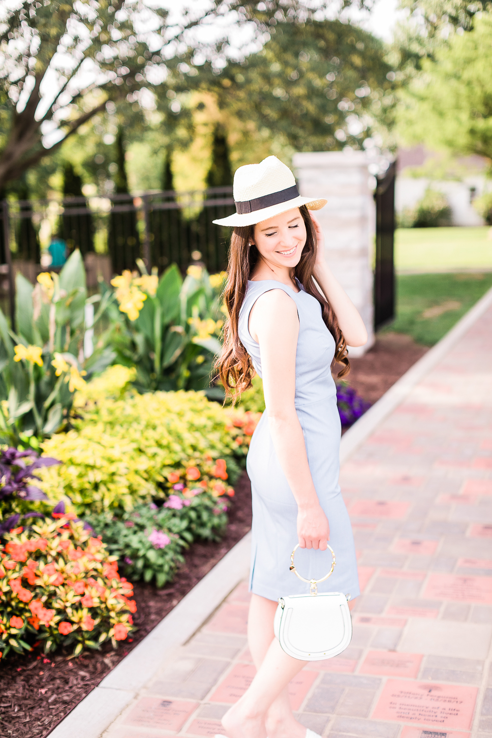 How to wear a sheath dress on vacation, Banana Republic paneled sheath dress, Banana Republic Packable Raffia Hat, Go with the Flow: How to Wear Your Work Clothes on Vacation by affordable style blogger Stephanie Ziajka from Diary of a Debutante