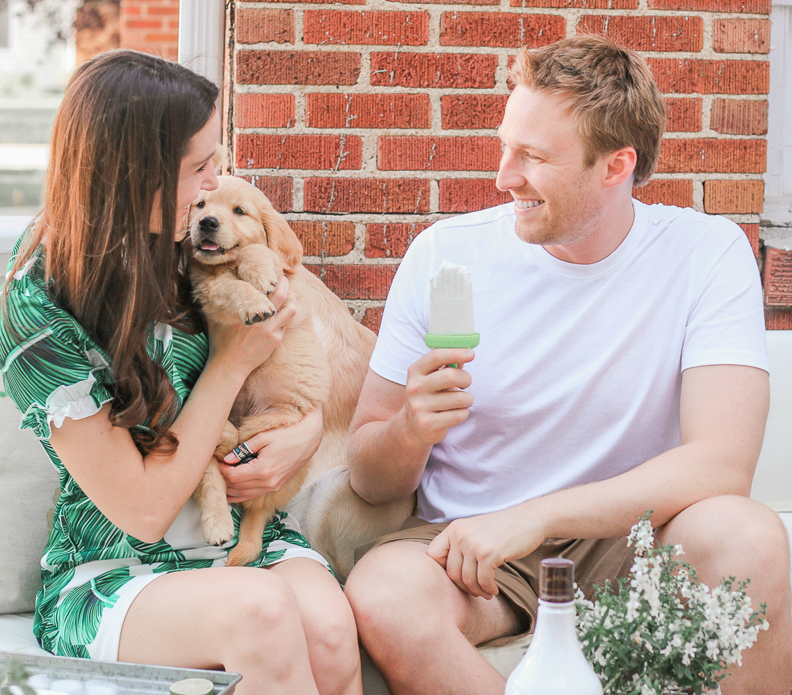 Blogger Stephanie Ziajka enjoys one of their favorite coconut lime recipes with her fiance and puppy Nellie on Diary of a Debutante