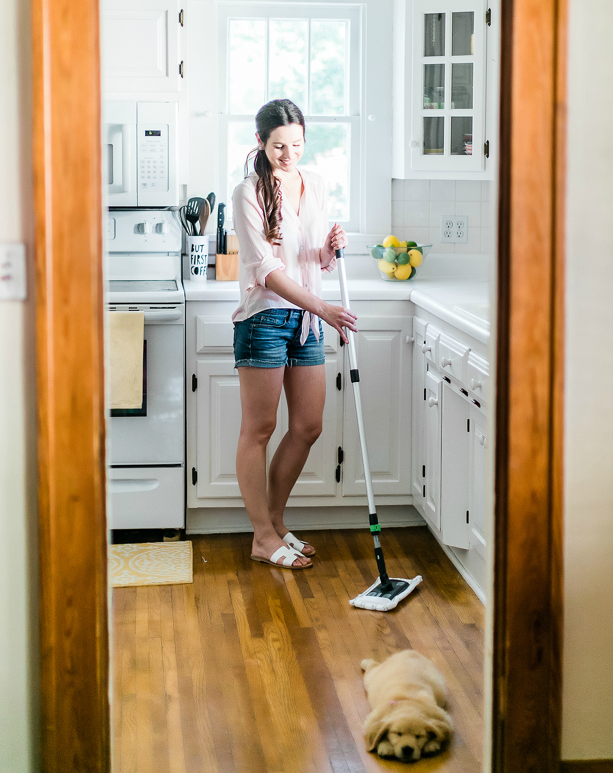 best way to clean hardwood floors with pets, best mop for dog hair on hardwood, STAINMASTER Sweep and Mop Kit review, Cleaning Hacks for Dog Moms: How to Tidy Your Home in 15 Minutes (or Less) by southern lifestyle blogger Stephanie Ziajka from Diary of a Debutante