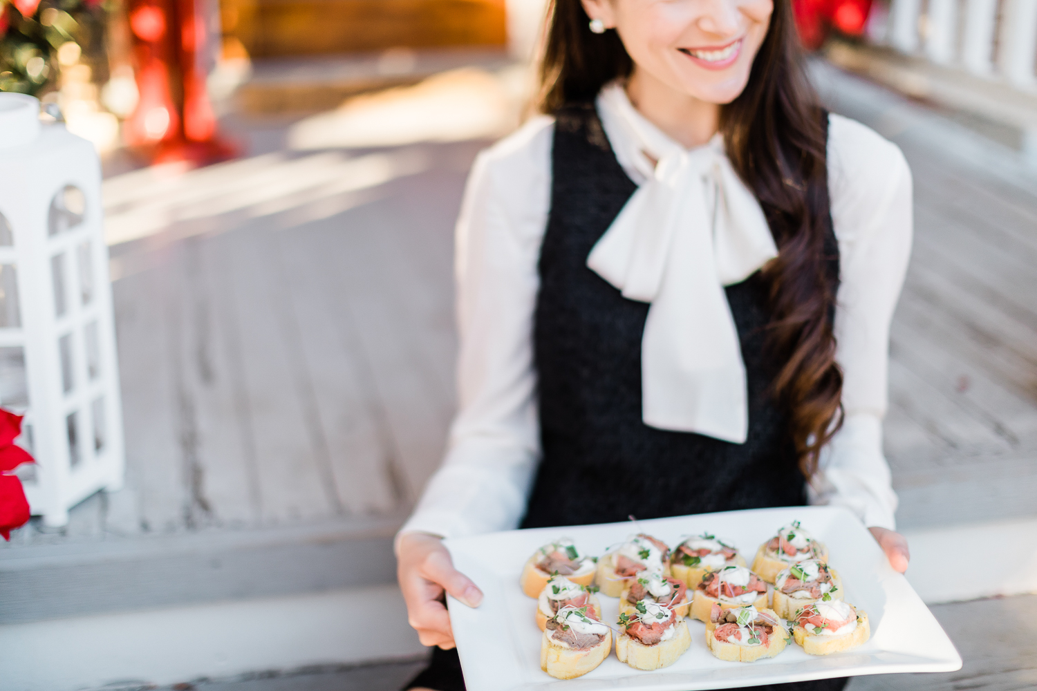 beef tenderloin crostini appetizer created by blogger Stephanie Ziajka on Diary of a Debutante