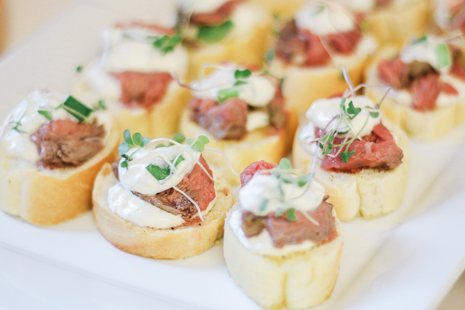 One of the best beef crostini appetizers created by blogger Stephanie Ziajka on Diary of a Debutante