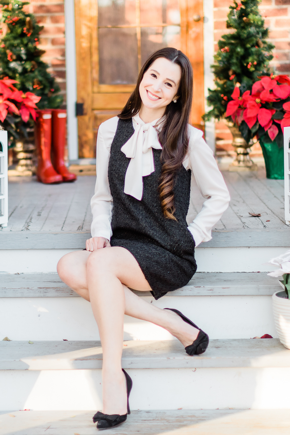 Trend to Try: The Shirt Under Dress Look by affordable fashion blogger Stephanie Ziajka from Diary of a Debutante, Lauren James Austen Dress, Lauren James Margo Top, preppy style blogger, preppy holiday outfits