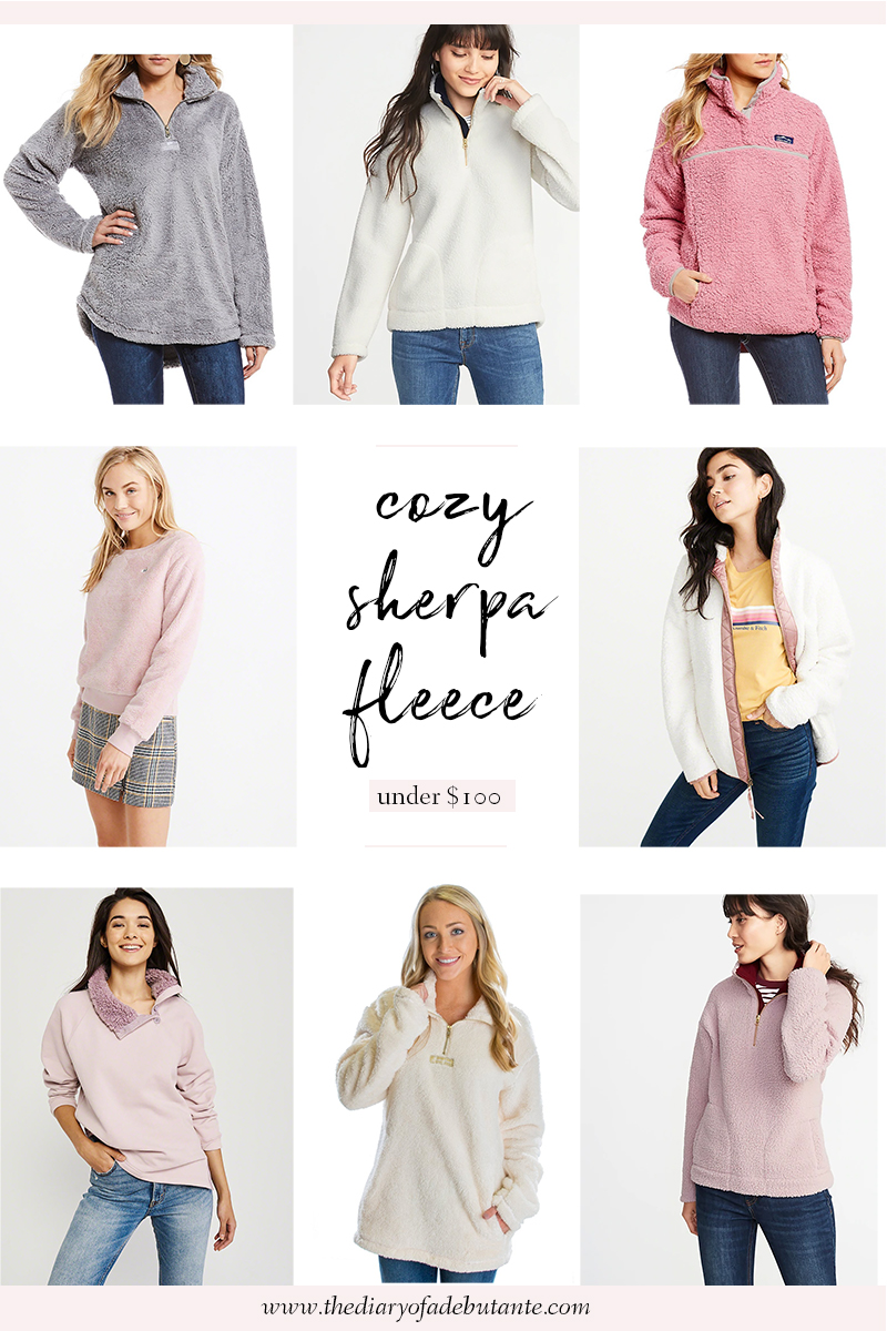 Cozy Sherpa Fleece Pullovers, Sweaters, and Jackets under 100 by affordable fashion blogger Stephanie Ziajka from Diary of a Debutante, cozy sherpa sweatshirt roundup, affordable outerwear roundup