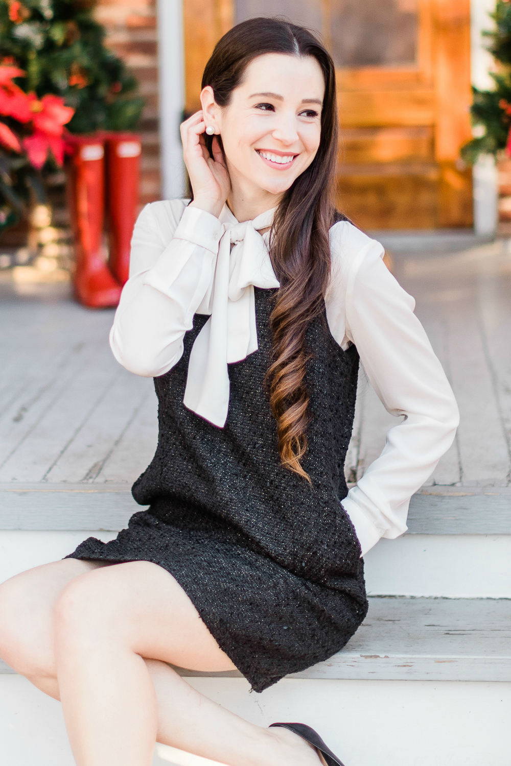 Trend to Try: The Shirt Under Dress Look by affordable fashion blogger Stephanie Ziajka from Diary of a Debutante, Lauren James Austen Dress, Lauren James Margo Top, preppy style blogger, preppy holiday outfits