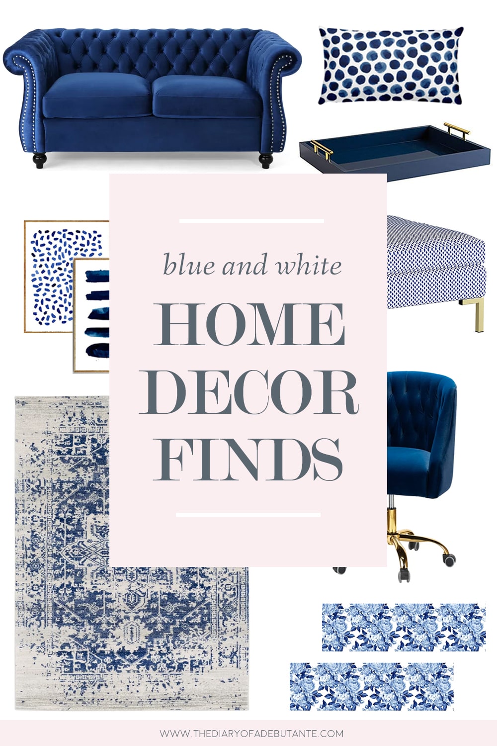 Affordable Home Decor: Blue and White Home Accessories for Spring by Stephanie Ziajka from the affordable fashion and southern lifestyle blog Diary of a Debutante