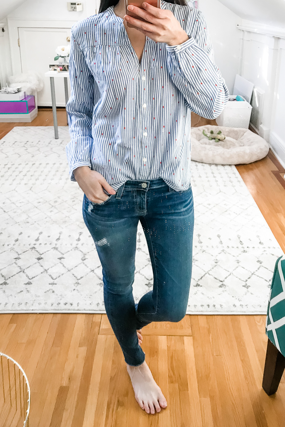Old Navy Printed Button-Front Shirt, Old Navy Try-On Haul: Best of Spring 2019 by Stephanie Ziajka from the popular affordable fashion blog Diary of a Debutante, Old Navy Spring 2019 Try-On Haul, Spring Try-On Haul