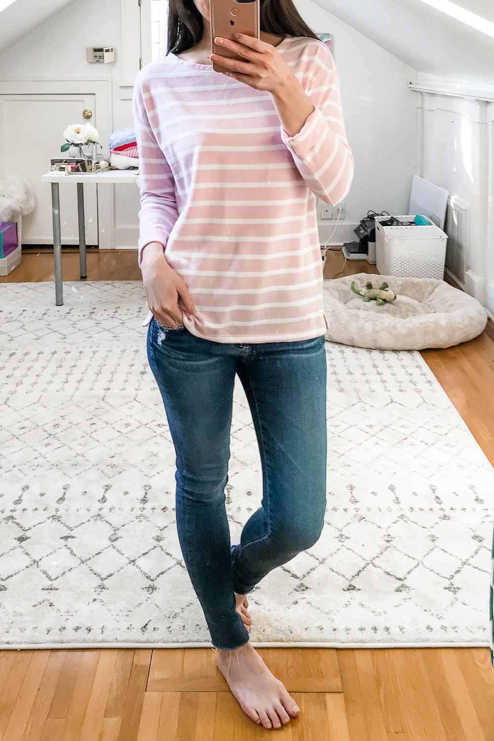 Old Navy Relaxed French-Terry Tee, Old Navy Try-On Haul: Best of Spring 2019 by Stephanie Ziajka from the popular affordable fashion blog Diary of a Debutante, Old Navy Spring 2019 Try-On Haul, Spring Try-On Haul
