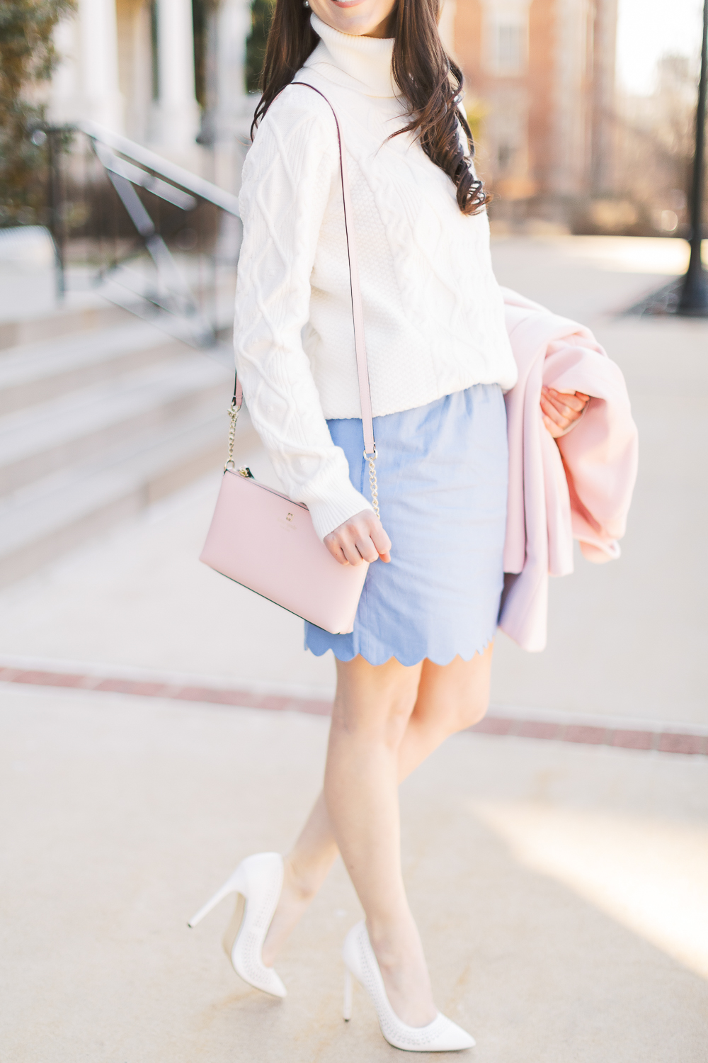 Preppy Spring Outfits: My Top J.Crew Factory Spring Style Picks by Stephanie Ziajka from the popular affordable fashion blog Diary of a Debutante, J.Crew Factory Scalloped Sidewalk Skirt, J.Crew Factory Scalloped Cami Tops, cute spring outfits for women, cute spring outfits