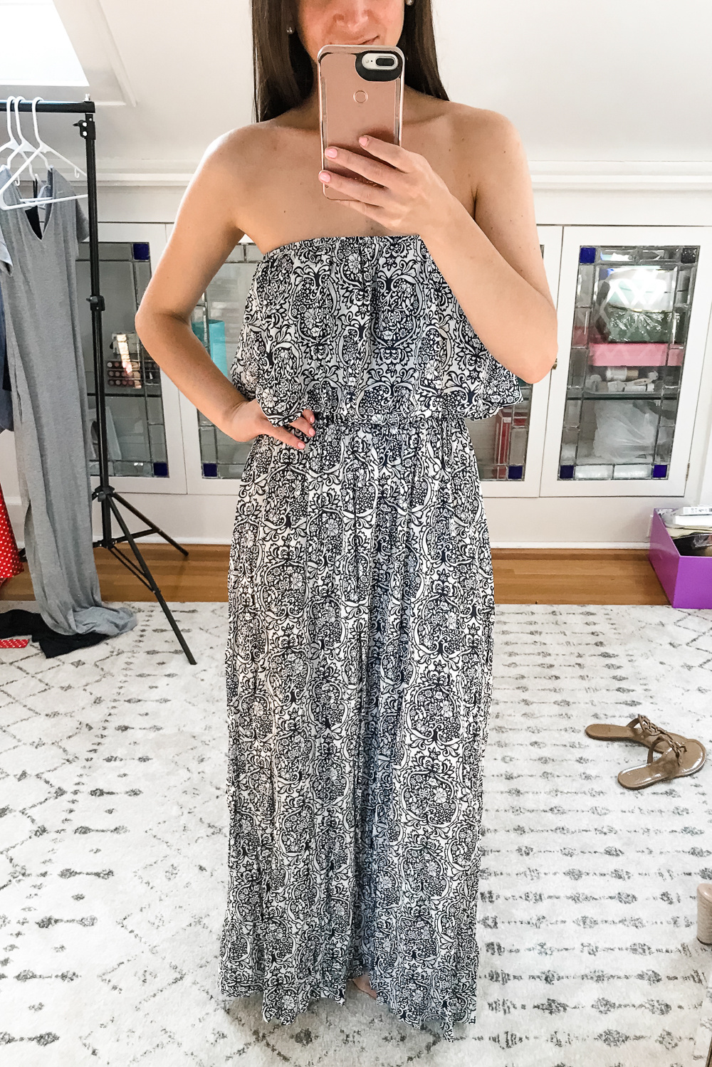 Blue and White Yidarton Boho Maxi Dress on Amazon, Amazon Summer Try-On Haul and Style Picks by popular affordable fashion blogger Stephanie Ziajka from Diary of a Debutante