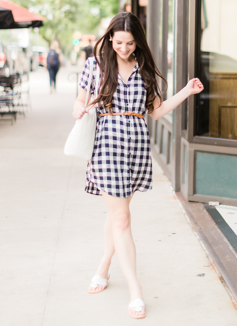 Navy plaid shirtdress outfit, 10 Preppy 4th of July Outfit Ideas for Women by popular affordable fashion blogger Stephanie Ziajka from Diary of a Debutante