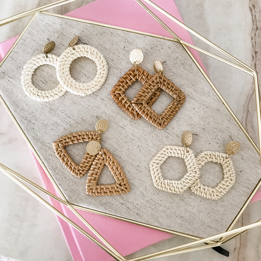 Amazon Geometric Rattan Earrings Set of 4, Amazon Prime Day Try-On Haul: Top Affordable Fashion Finds